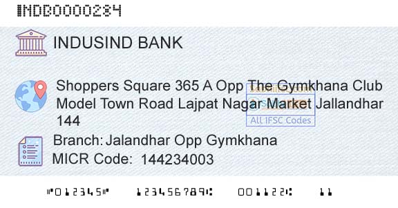Indusind Bank Jalandhar Opp Gymkhana Branch 