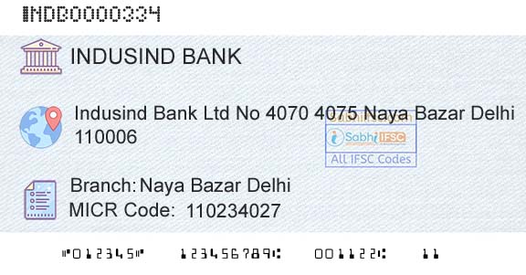 Indusind Bank Naya Bazar DelhiBranch 
