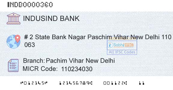 Indusind Bank Pachim Vihar New DelhiBranch 