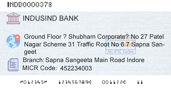 Indusind Bank Sapna Sangeeta Main Road IndoreBranch 