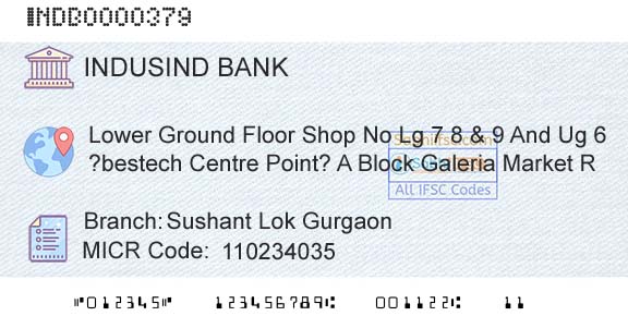 Indusind Bank Sushant Lok GurgaonBranch 