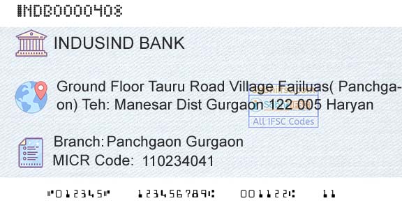Indusind Bank Panchgaon GurgaonBranch 