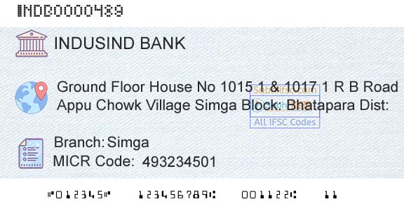Indusind Bank SimgaBranch 