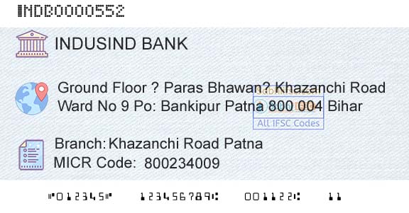 Indusind Bank Khazanchi Road PatnaBranch 