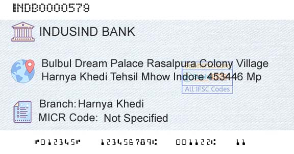 Indusind Bank Harnya KhediBranch 