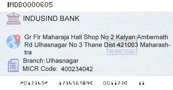 Indusind Bank UlhasnagarBranch 