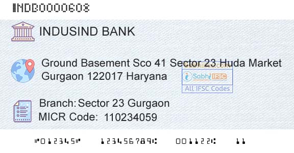 Indusind Bank Sector 23 GurgaonBranch 