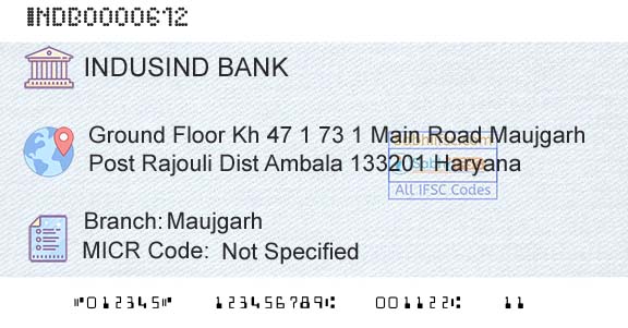 Indusind Bank MaujgarhBranch 