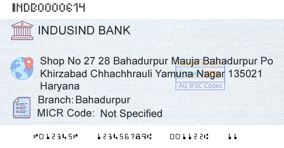 Indusind Bank BahadurpurBranch 