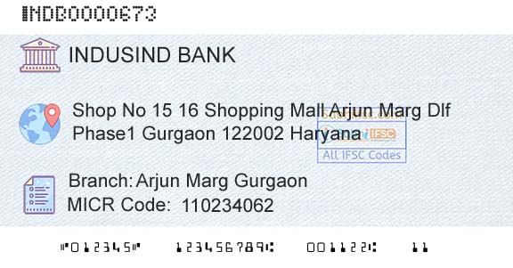 Indusind Bank Arjun Marg GurgaonBranch 