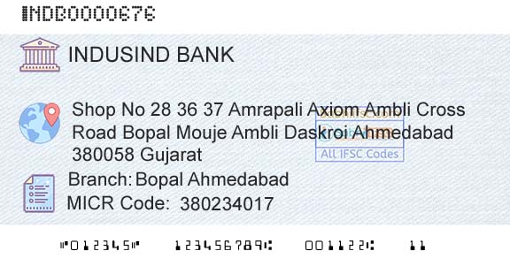 Indusind Bank Bopal AhmedabadBranch 