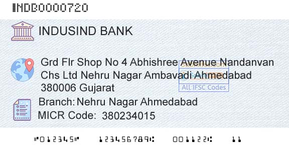 Indusind Bank Nehru Nagar AhmedabadBranch 