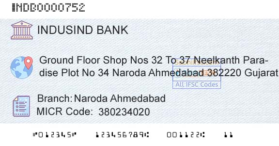 Indusind Bank Naroda AhmedabadBranch 