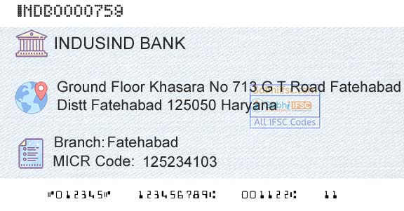 Indusind Bank FatehabadBranch 