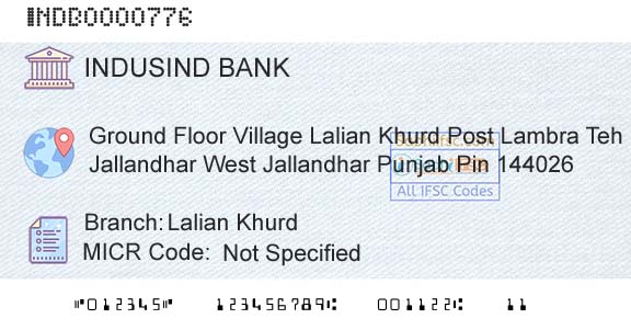 Indusind Bank Lalian KhurdBranch 
