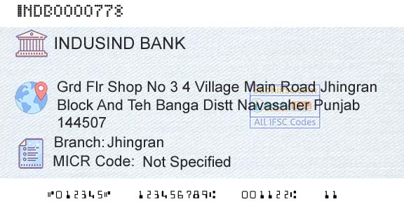 Indusind Bank JhingranBranch 