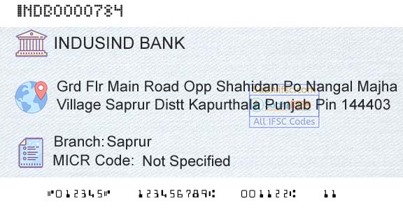 Indusind Bank SaprurBranch 
