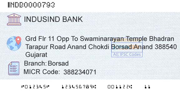 Indusind Bank BorsadBranch 