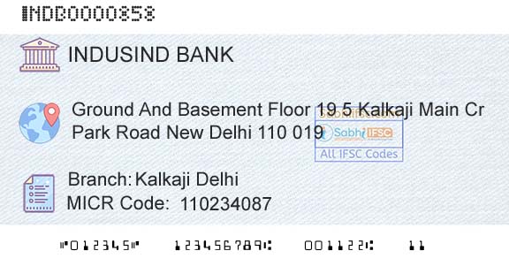 Indusind Bank Kalkaji DelhiBranch 