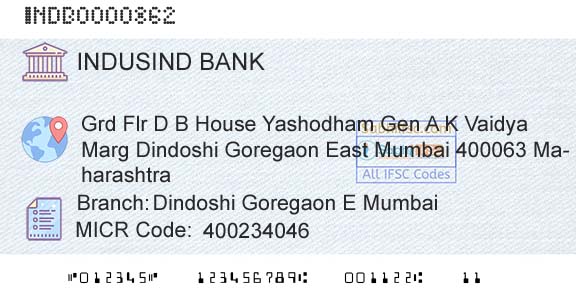 Indusind Bank Dindoshi Goregaon E MumbaiBranch 