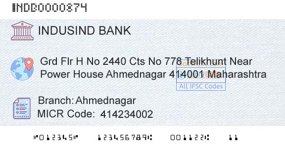 Indusind Bank AhmednagarBranch 