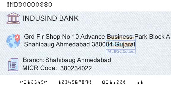 Indusind Bank Shahibaug AhmedabadBranch 