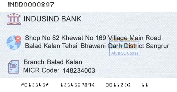 Indusind Bank Balad KalanBranch 
