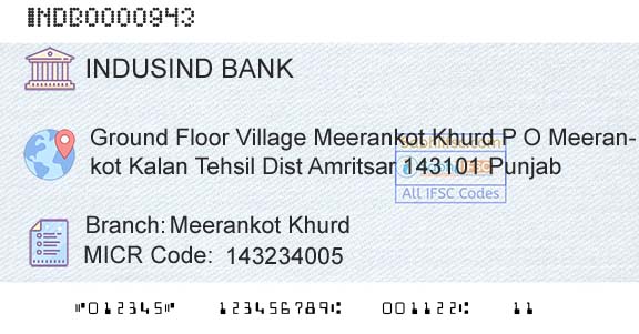 Indusind Bank Meerankot KhurdBranch 