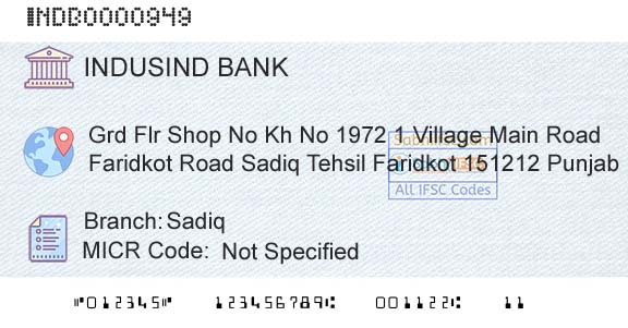 Indusind Bank SadiqBranch 