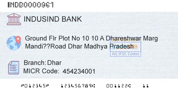 Indusind Bank DharBranch 