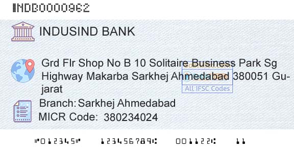 Indusind Bank Sarkhej AhmedabadBranch 