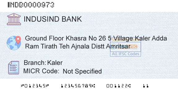 Indusind Bank KalerBranch 