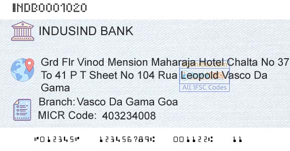 Indusind Bank Vasco Da Gama GoaBranch 