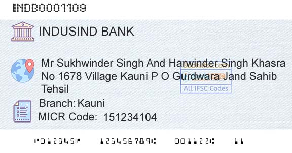 Indusind Bank KauniBranch 