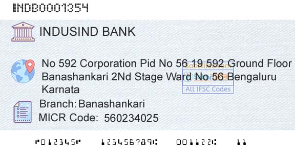Indusind Bank BanashankariBranch 