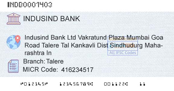 Indusind Bank TalereBranch 