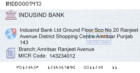Indusind Bank Amritsar Ranjeet AvenueBranch 