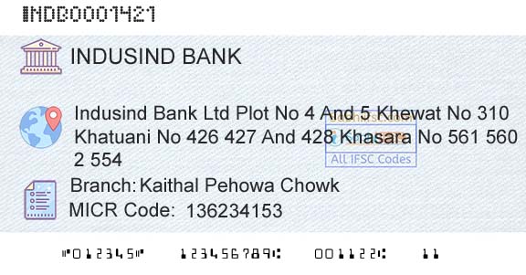 Indusind Bank Kaithal Pehowa ChowkBranch 