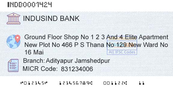 Indusind Bank Adityapur JamshedpurBranch 