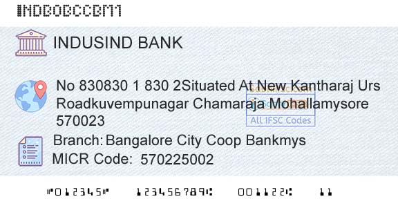 Indusind Bank Bangalore City Coop BankmysBranch 