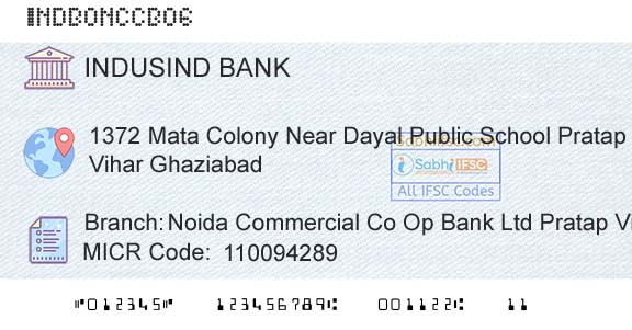 Indusind Bank Noida Commercial Co Op Bank Ltd Pratap ViharBranch 