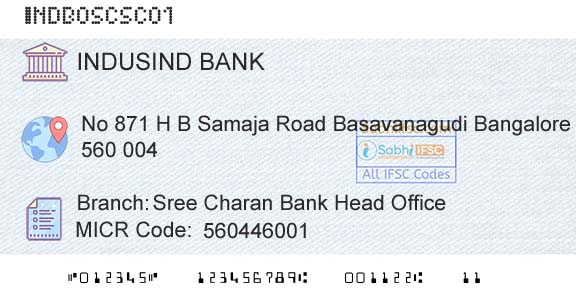 Indusind Bank Sree Charan Bank Head OfficeBranch 
