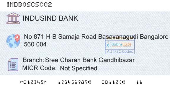 Indusind Bank Sree Charan Bank GandhibazarBranch 