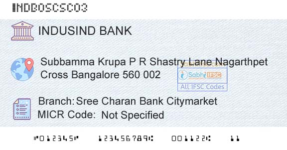 Indusind Bank Sree Charan Bank CitymarketBranch 