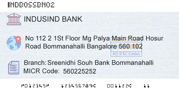 Indusind Bank Sreenidhi Souh Bank BommanahalliBranch 