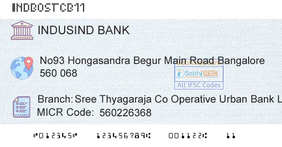 Indusind Bank Sree Thyagaraja Co Operative Urban Bank Ltd BegurBranch 