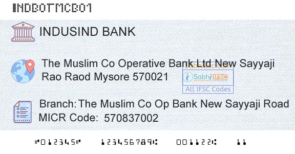 Indusind Bank The Muslim Co Op Bank New Sayyaji RoadBranch 