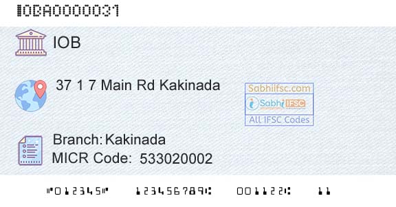Indian Overseas Bank KakinadaBranch 