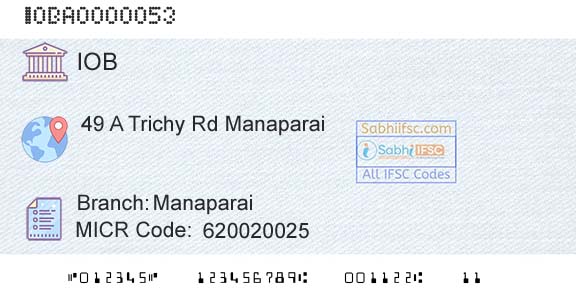 Indian Overseas Bank ManaparaiBranch 