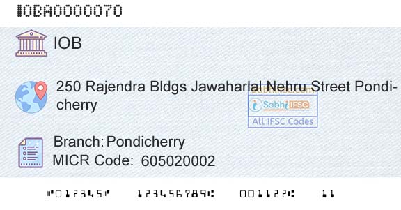 Indian Overseas Bank PondicherryBranch 